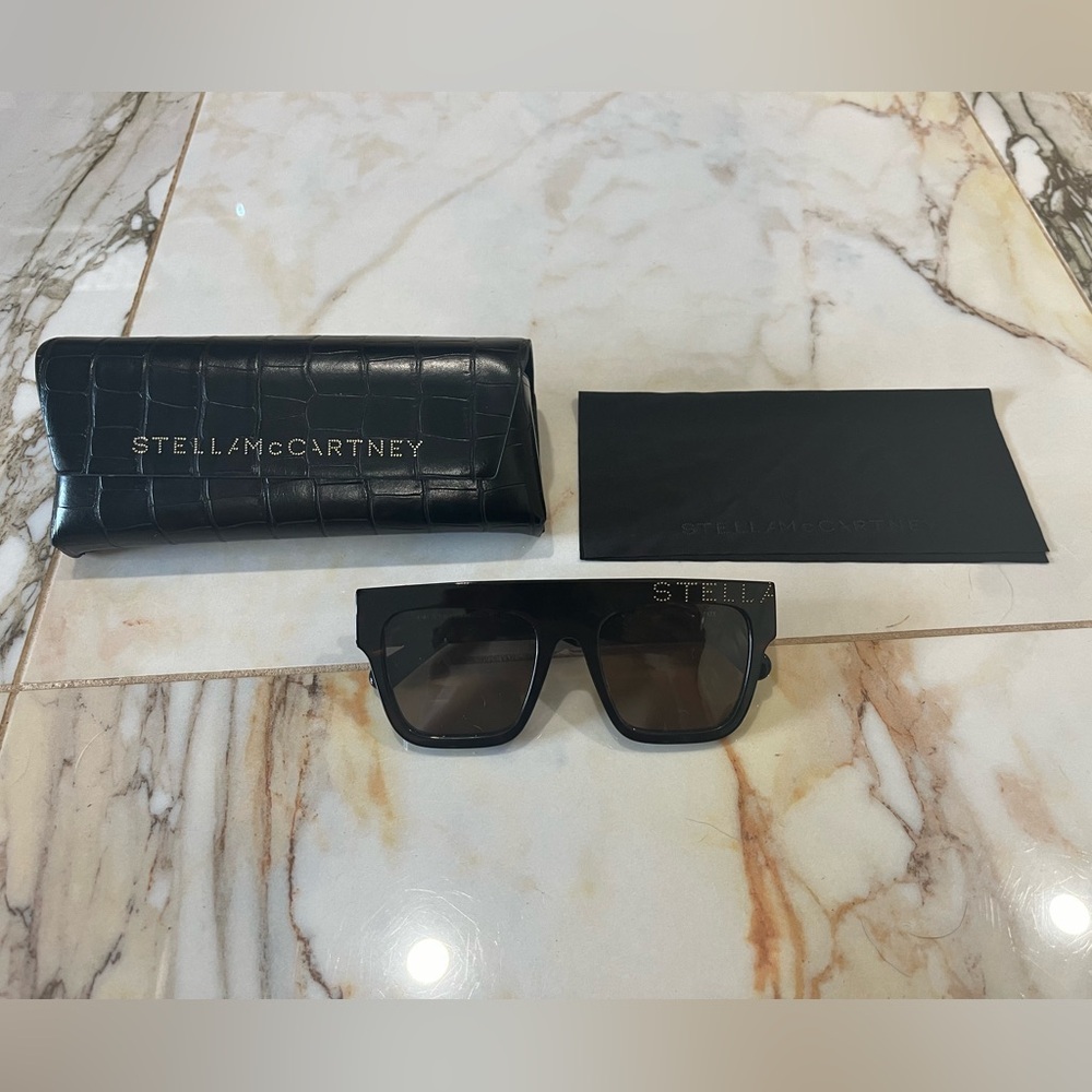 Stella Mccartney Havana brown square logo sunglasses